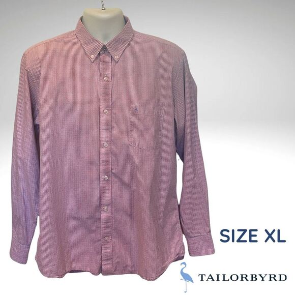 TailorByrd Men's Red/Blue Checkered Shirt - XL - Picture 1 of 7